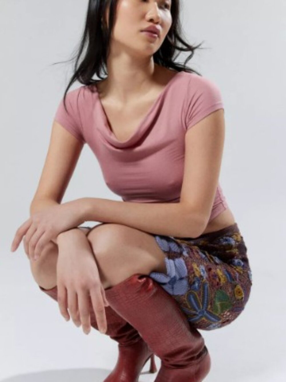 (UO-85)  Urban Outfitters Silence + Noise Lara Cowl Neck Top